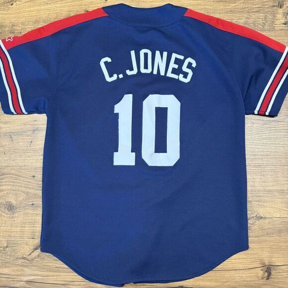 Rare Vintage STARTER Men's‎ L Atlanta Braves Chipper Jones MLB STITCHED Jersey - Picture 1 of 7